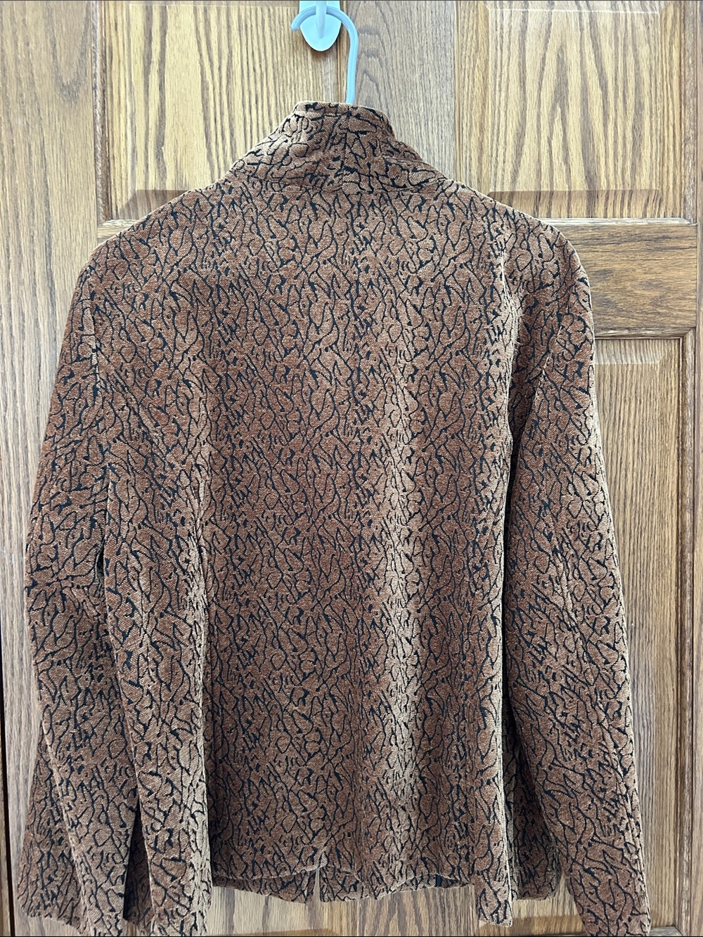 Dress Barn Brown Patterned Teddy Zip Jacket image 5